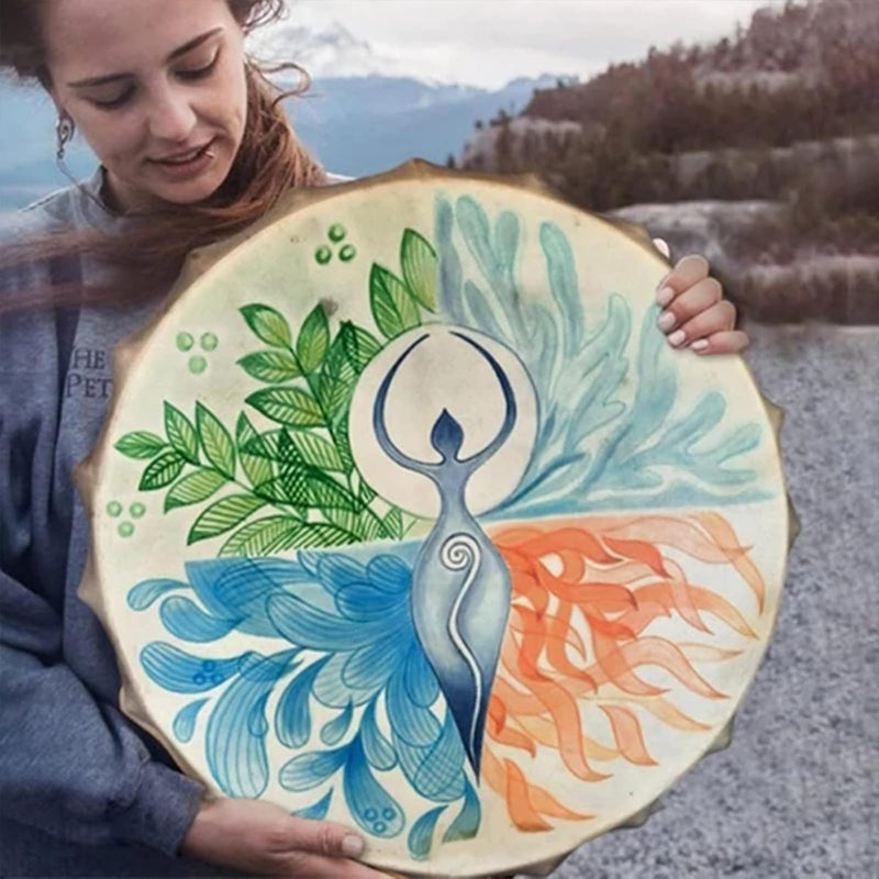 Firlar Shaman Drum, 10 Inch Hand Drum With Drum Stick, Alchemy Moon Drum For Spiritual Music, Reflection Meditation - Image 2